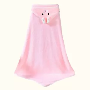 Children Hooded Bath Towel Cute Soft Coral Velvet Fleece Blanket Cartoon Animal Style Newborn Bathrobe Quilt Washcloth