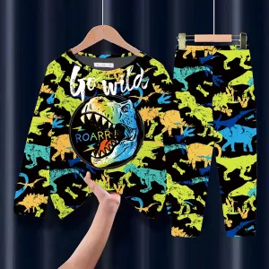Children's 2 Piece Pajamas Popular Boys And Girls Cartoon Dinosaur Pajamas Children's Homewear Baby Pajamas Homewear Sets