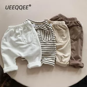 Cotton Striped 2023 Spring Autumn New Baby PP Pants Harem Boys Girls Trousers Loose Toddler Infant Wear Kids Clothing For 1-5Y
