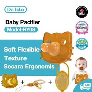 Dr.isla BPA Free Silicone Pacifier Baby Pacifier Nipple Newborn Dummy Infant Round Nipple Soother Pacifier Teething Toys+BOX
