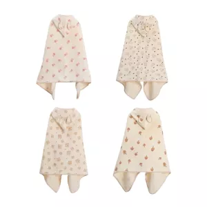 F62D Baby Hooded Bath Towel Newborn Wearable Muslin-Towel Boys Girl Unisex Bathrobe