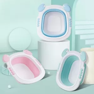 Folding Baby Bath Tub Portable Bath Bucket Anti-Slip Bottom Newborn Baby Swim Tubs Portable Children Non-Slip Kids Bathtub