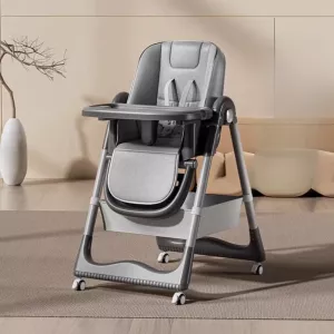Folding baby silent wheel dining chair Baby seat can sit and lie light multi-functional chair lift