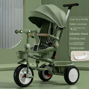 High Landscape Stroller Multifunctional Three-wheeled Pedal Can Sit and Ride Travel Stroller Three-wheeled Baby Stroller