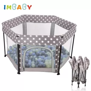 IMBABY Children's Playpen Foldable Portable Safety Fence Baby Playpens Kids Outdoor Playground Ball Pool Park with Backpack