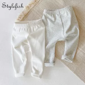 INS Autumn New Baby Girl Big PP Cotton Versatile Fashion Simple High Waist Pants Bottom Pants Versatile Pants