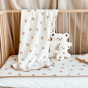 INS Korean Baby Blanket Summer Soft Double Layer Newborn Infant Bath Towel Cotton Stroller Blanket Baby Swaddle Wrap Baby Quilt