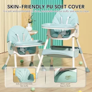 Infant Shining Kids Highchair Feeding Dining Chair Double Tables Macaron Multi-function Height-adjust Portable with Storage Bag