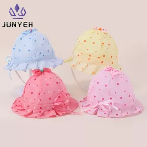 Junyeh Baby's Spring Summer Sun Hat 0-8 Months Cute Adjustable Baby Fisherman Caps Bucket Hats Newborn Head Decoration