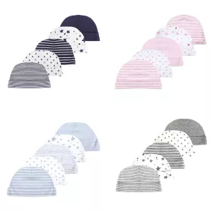 Kiddiezoom 5 Pcs/Lot Fashion Casual Cute 0-6Months Newborn Boy Girl Hats 100%Cotton Soft Infant Caps Baby Accessories
