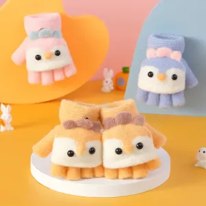 Knitted Fingerless Gloves for Girls Cartoon Rabbit Ears Baby Mittens Warm Children Winter Half Finger Gloves Baby Accessories