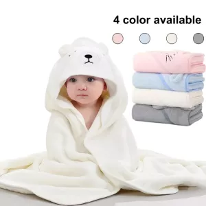 New Baby Bath Towel Boy Girl Baby Towel Newborn With Hood Cartoon Coral Fleece Infant Towel Blanket Newborn Baby Bathrobe Infant