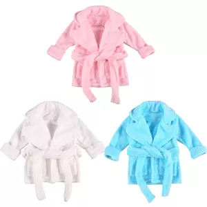 Newborn Baby Boy Girls Flannel Bathrobe Solid Infant Kids Spa Towel Long Sleeve Lapel Robe Beach Towels With Belt And Pocket