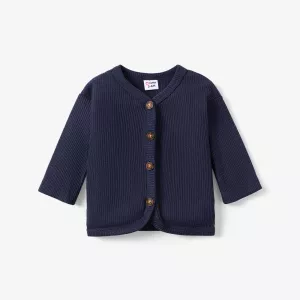 PatPat Baby Boy/Girl Casual Wafer Checkered Coat Jacket Casual/Outdoor Solid color Suitable for Autumn Season