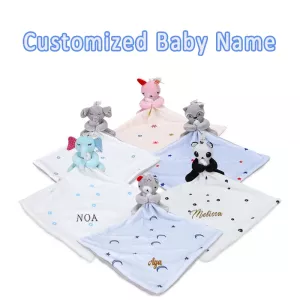 Personalized Baby Comforter Name Security Blanket Baby Cuddle Towel Bib Custom Baby Blanket Newborn Accessories Newborn Items
