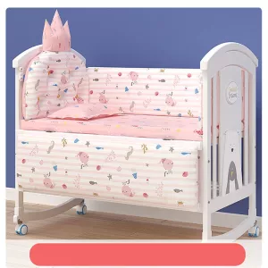 Pure Cotton Crib Soft Breathable Bed Bumpers Cute Printed Pattern Baby Bedding Set Children's Anti-collision Protection Bumpers