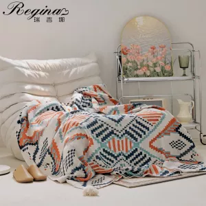 REGINA Brand Boho Geometric Design Balnkets Summer Thin Breathable Children Adult Bed Quilt Blanket Bohemian Decor Sofa Blanket