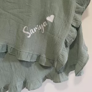 Ruffle Blanket Customize Baby Name Baby Blanket Personalized Baby Comforter Cotton Infant Blanket Swaddle Bath Towel