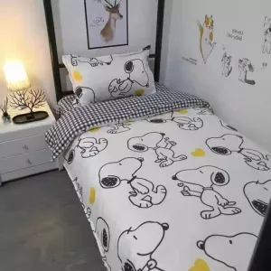 Snoopy girl boy Cartoon bed sheet pillowcase cartoon cute quilt cover bedding set