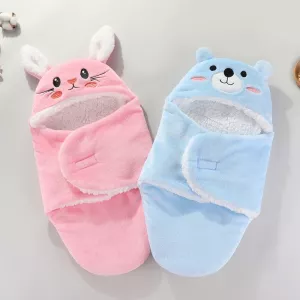 Soft Newborn Baby Wrap Blankets Autumn Winter Flannel Cartoon Baby Sleeping Bags Cocoon For Babies Warm NewBorn Sleepsack 0-9M