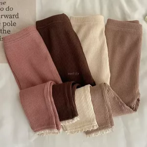 Spring Autumn Baby Pants Newborn Girls Leggings Soild Color Cotton Pants Kids Children Skinny Leggings Lace Pantyhose Clothes
