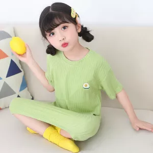 Summer Avocado Green Dresses for Girls Kids Nightgown Pajamas Gown for Children Nightdress for Teens Baby Nightie Sleepwear 2-12