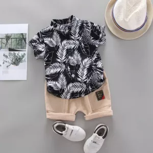 Summer Baby Clothes Suit Children Boys Leaf Pattern Shirt Shorts 2Pcs/Sets Toddler Casual Infant Outfits Kids Tracksuits