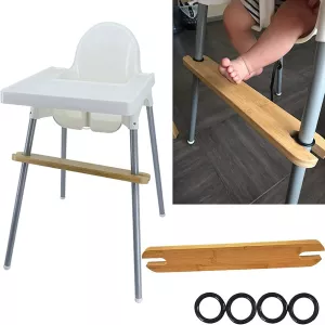 Toddler Highchair Footrest Safe Non-Slip Natural Bamboo High Stool Footboard Great Gift Rings Baby Footstool