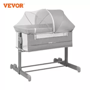 VEVOR Baby Bassinet w/ Comfy Mattress and Wheels Baby Cradle Bedside Crib w/ Mosquito Net and Side-Opening for Infant Newborn