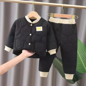Winter Autumn Baby Boys Clothes Full Sleeve Solid Pants 2pcs/set Cotton Suits Children Clothing Tracksuits