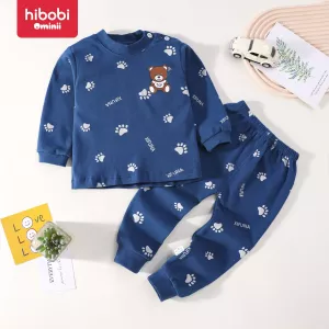 hibobi 2-Piece Winter Children's Underwear Set Pure Cotton Baby Boy's Autumn Clothes Long Pants Pajamas Home Clothes Set